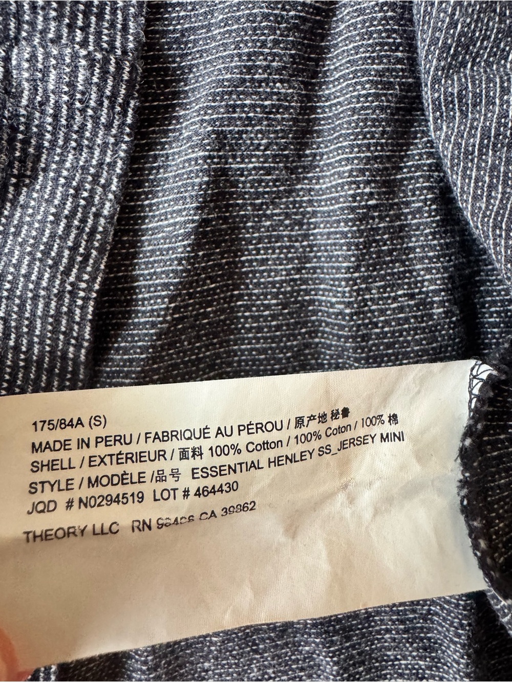 Theory Mens Small Essential Henley Jersey T Shirt Blue Striped Short Sleeve - Picture 4 of 6